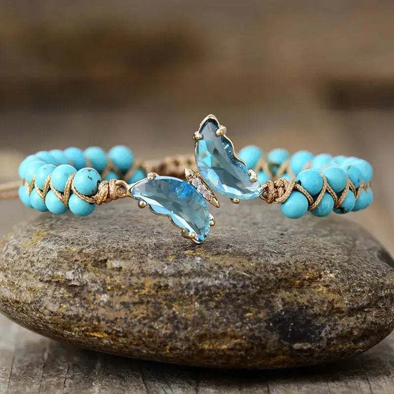 Turquoise Crystal Butterfly Bracelet-0