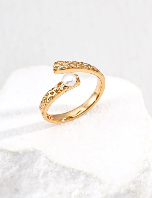 Twist Open Pearl Texture Ring-1