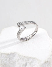 Twist Open Pearl Texture Ring-2