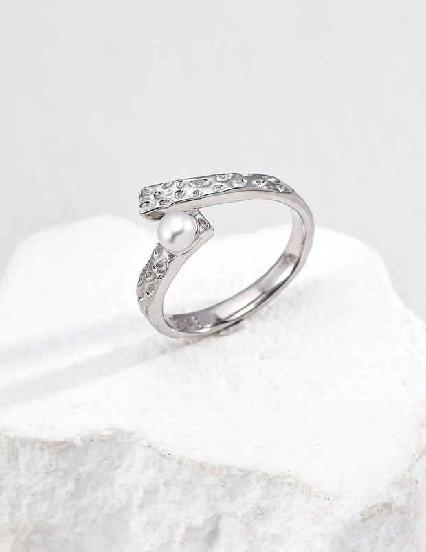 Twist Open Pearl Texture Ring-2