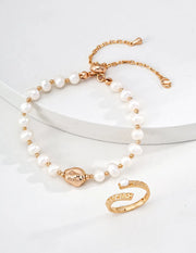 Twist Open Pearl Texture Ring-3