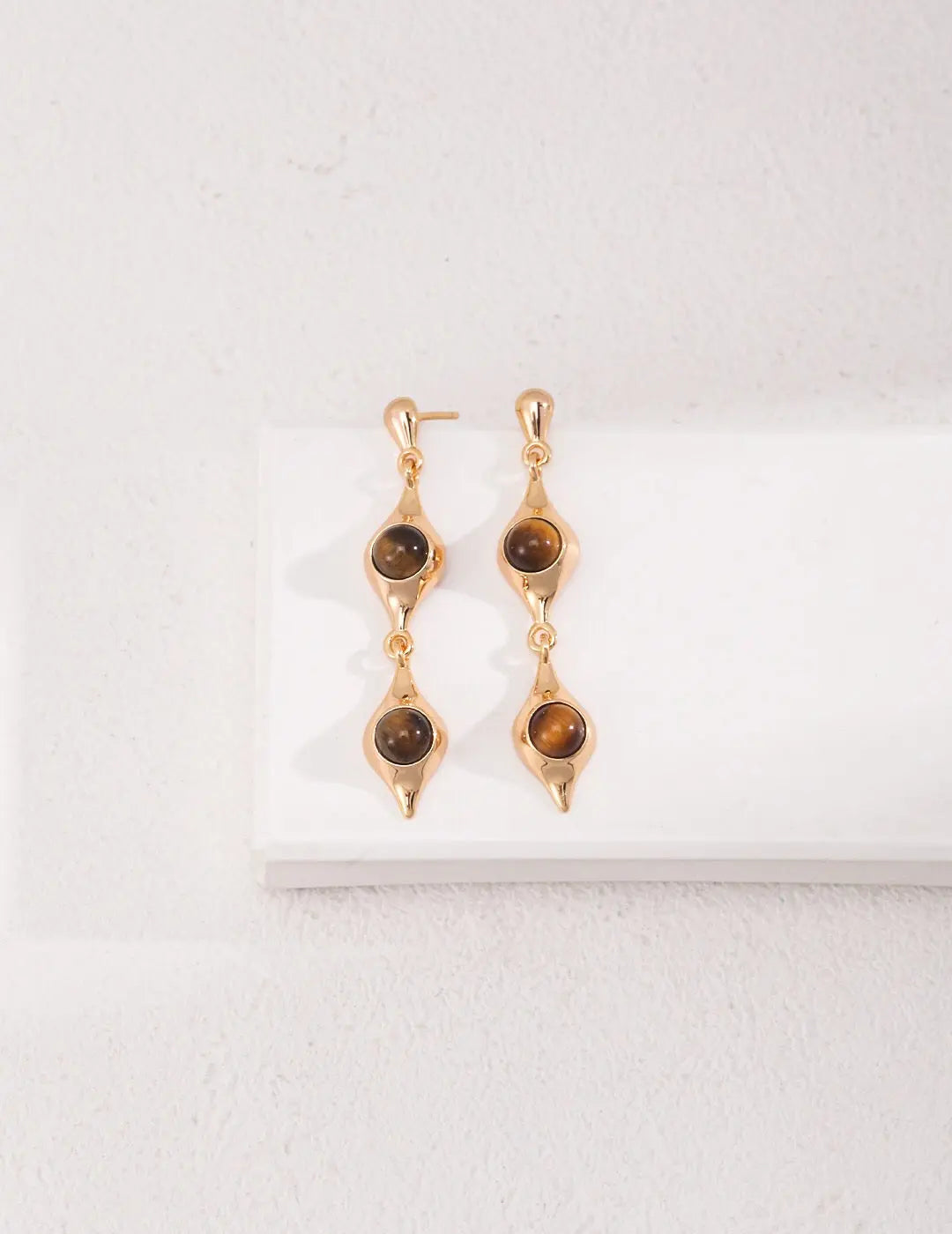 Two Tiger's Eye Stone Earrings - Memoriex