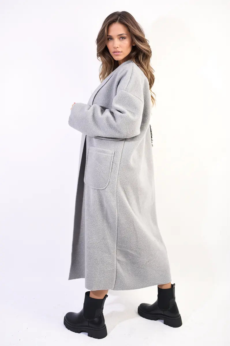 Two Tone Zip Front Oversized Long Sleeve Shirt-2