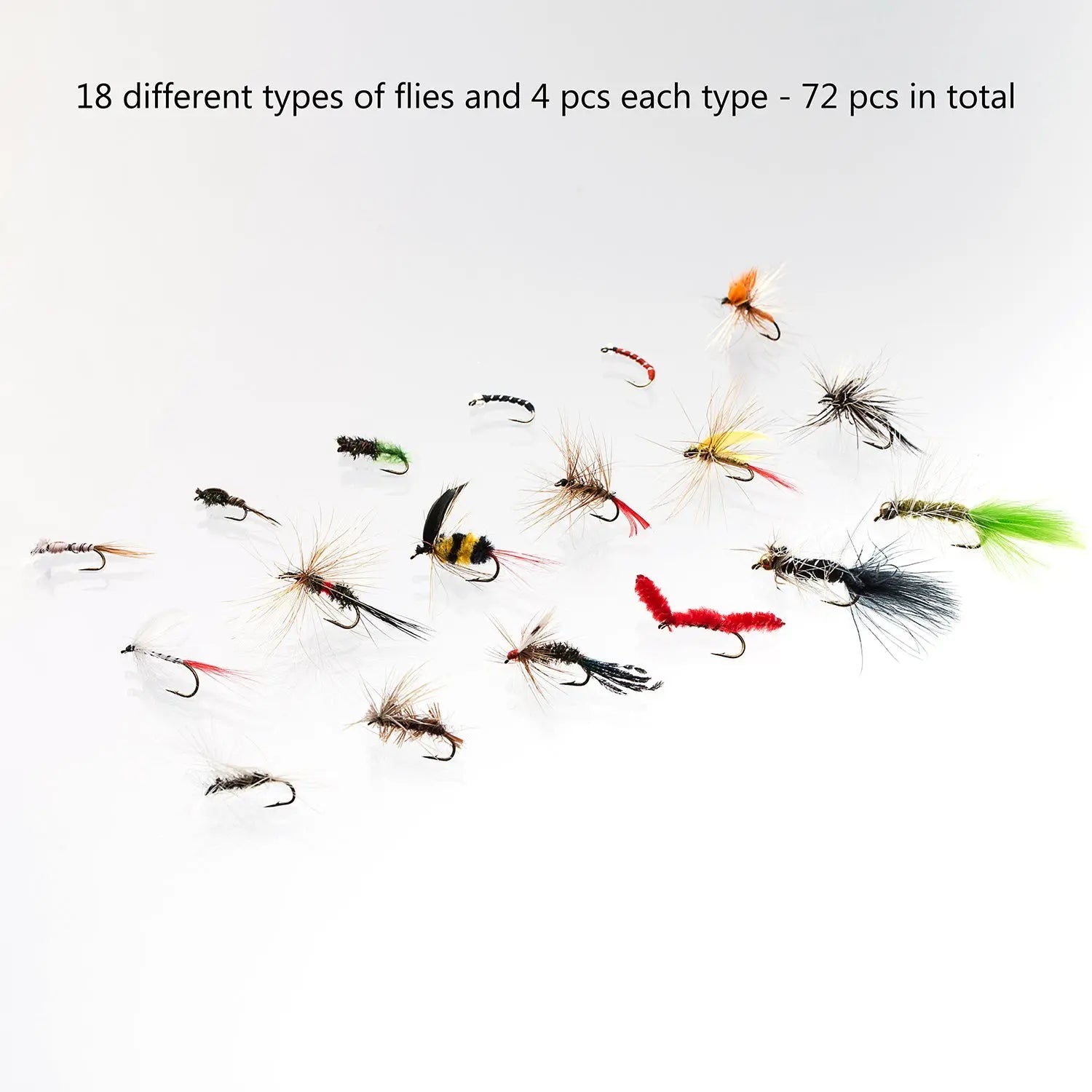 72 Pcs Fly Fishing Assorted Flies Kit with Waterproof Fly Box-1