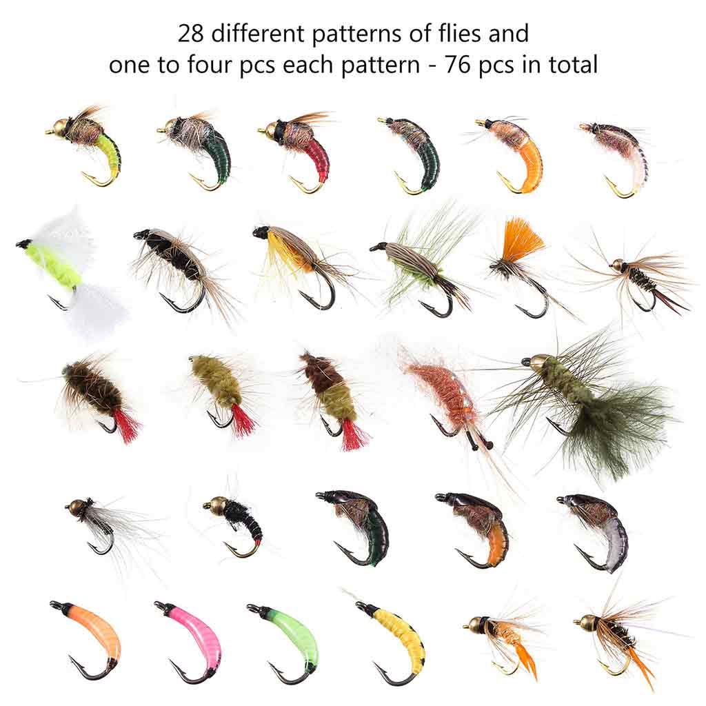 76 Pcs Fly Fishing Lure Trout Flies Kit with Fly Box-4