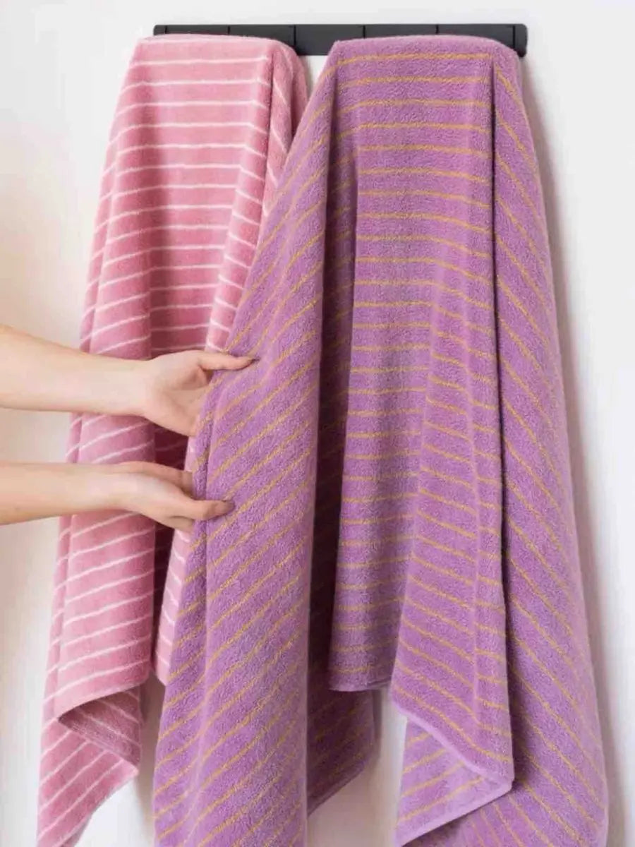 Ultra Soft Absorbent Retro Stripe Bath Towel - 100% Organic Cotton - Memoriex 