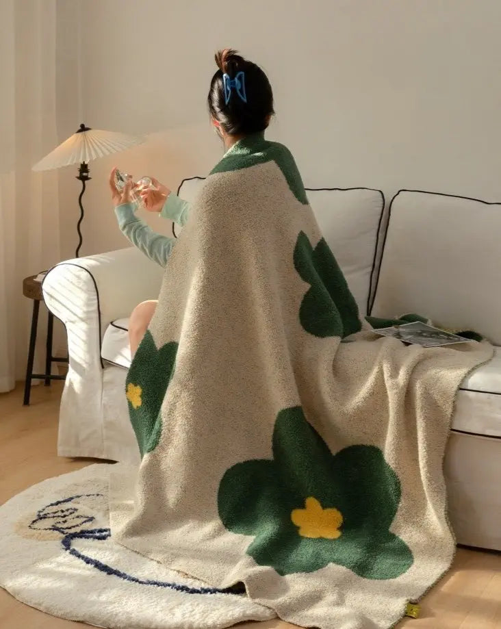 Ultra Soft Microfiber Sunflower Pattern Throw Blanket-3