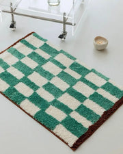 Ultra Soft Retro Checker Bath Rug, Absorbent, Anti-slippery Mat - Memoriex 