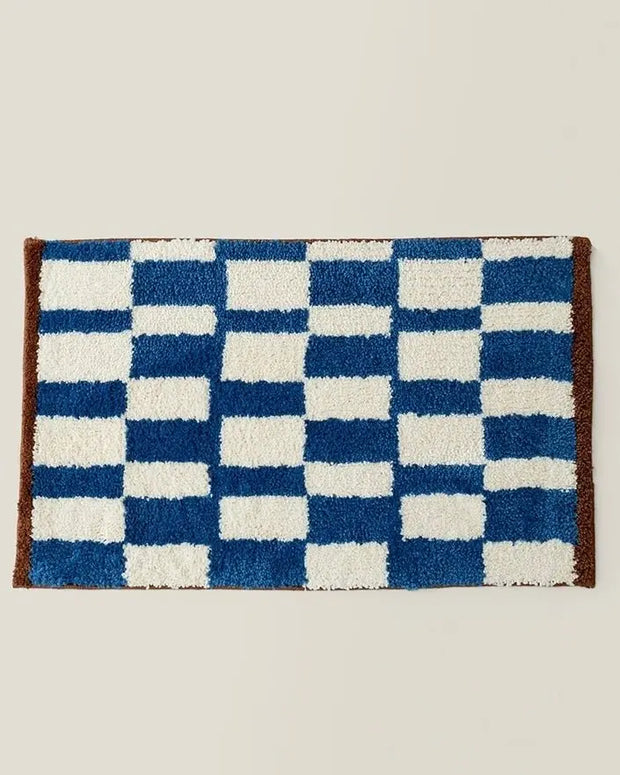 Ultra Soft Retro Checker Bath Rug, Absorbent, Anti-slippery Mat - Memoriex 