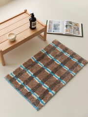Ultra Soft Retro Earthy Tone Checker Bath Rug, Absorbent Mat - Memoriex 