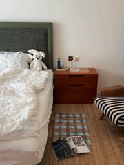 Ultra Soft Retro Earthy Tone Checker Bath Rug, Absorbent Mat - Memoriex 