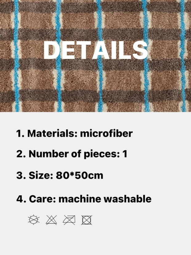 Ultra Soft Retro Earthy Tone Checker Bath Rug, Absorbent Mat - Memoriex 