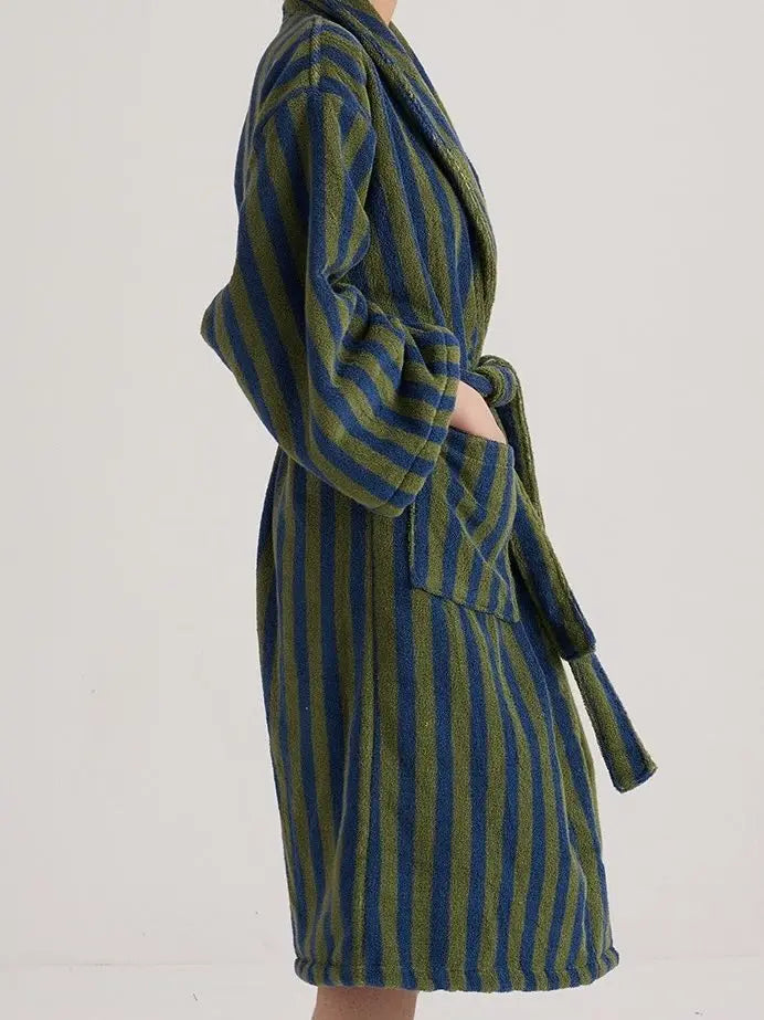 Ultra Soft Retro Stripe Bathrobe - 100% Organic Long-stapled Cotton - Memoriex 