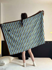 Ultra Soft Retro Stripe Throw Blanket - Warm Thick Earthy Tone Fall Blanket - Memoriex 