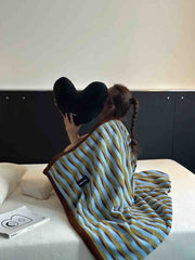 Ultra Soft Retro Stripe Throw Blanket - Warm Thick Earthy Tone Fall Blanket - Memoriex 