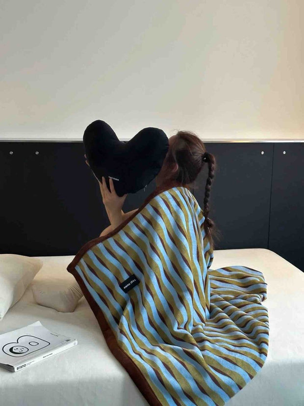 Ultra Soft Retro Stripe Throw Blanket - Warm Thick Earthy Tone Fall Blanket - Memoriex 