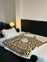 Ultra Soft Retro Stripe Throw Blanket - Warm Thick Earthy Tone Fall Blanket - Memoriex 