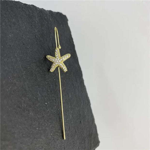 Unicorn Copper Micro inlaid with Haoshi Piercing Ear Needles Surrounding Ear Bones Diagonal Earrings - Memoriex 