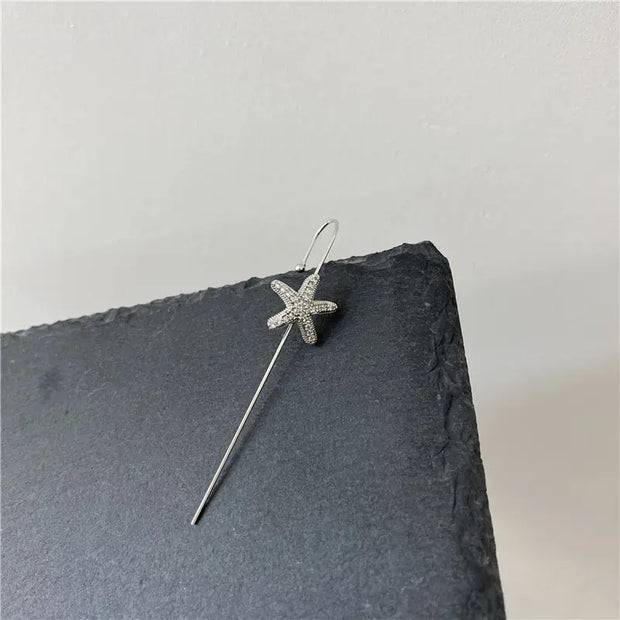 Unicorn Copper Micro inlaid with Haoshi Piercing Ear Needles Surrounding Ear Bones Diagonal Earrings - Memoriex 