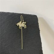 Unicorn Copper Micro inlaid with Haoshi Piercing Ear Needles Surrounding Ear Bones Diagonal Earrings - Memoriex 