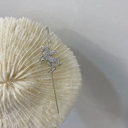 Unicorn Copper Micro inlaid with Haoshi Piercing Ear Needles Surrounding Ear Bones Diagonal Earrings - Memoriex 