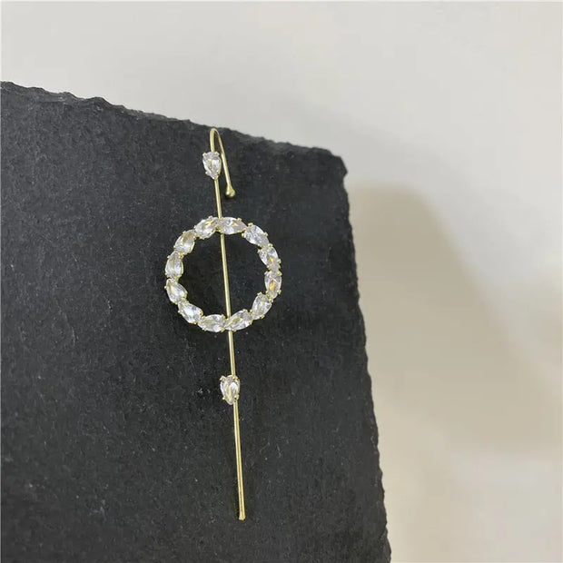 Unicorn Copper Micro inlaid with Haoshi Piercing Ear Needles Surrounding Ear Bones Diagonal Earrings - Memoriex 