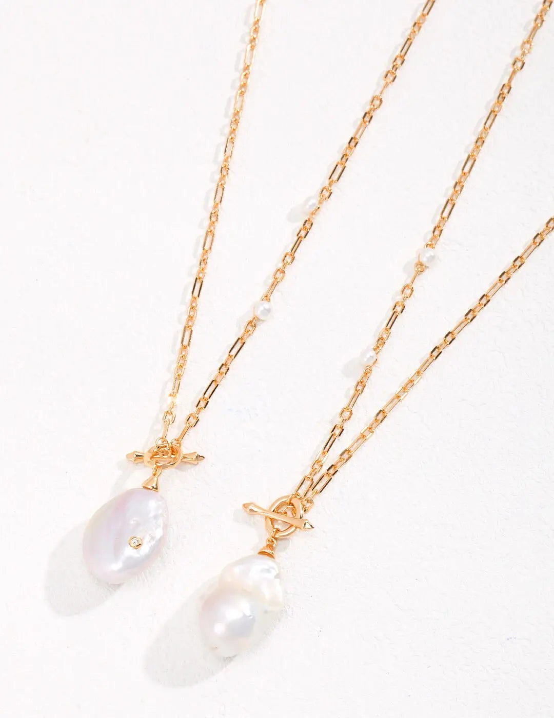 Unique Large Baroque Pearl Pendant with Gold Chain Necklace-2