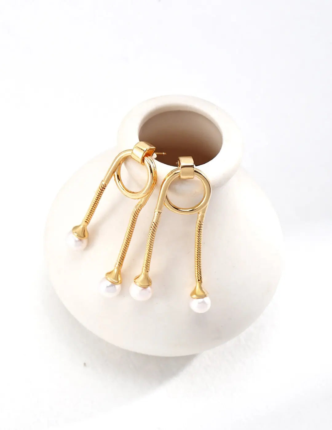 Unique Style Two Pearls Earrings-1