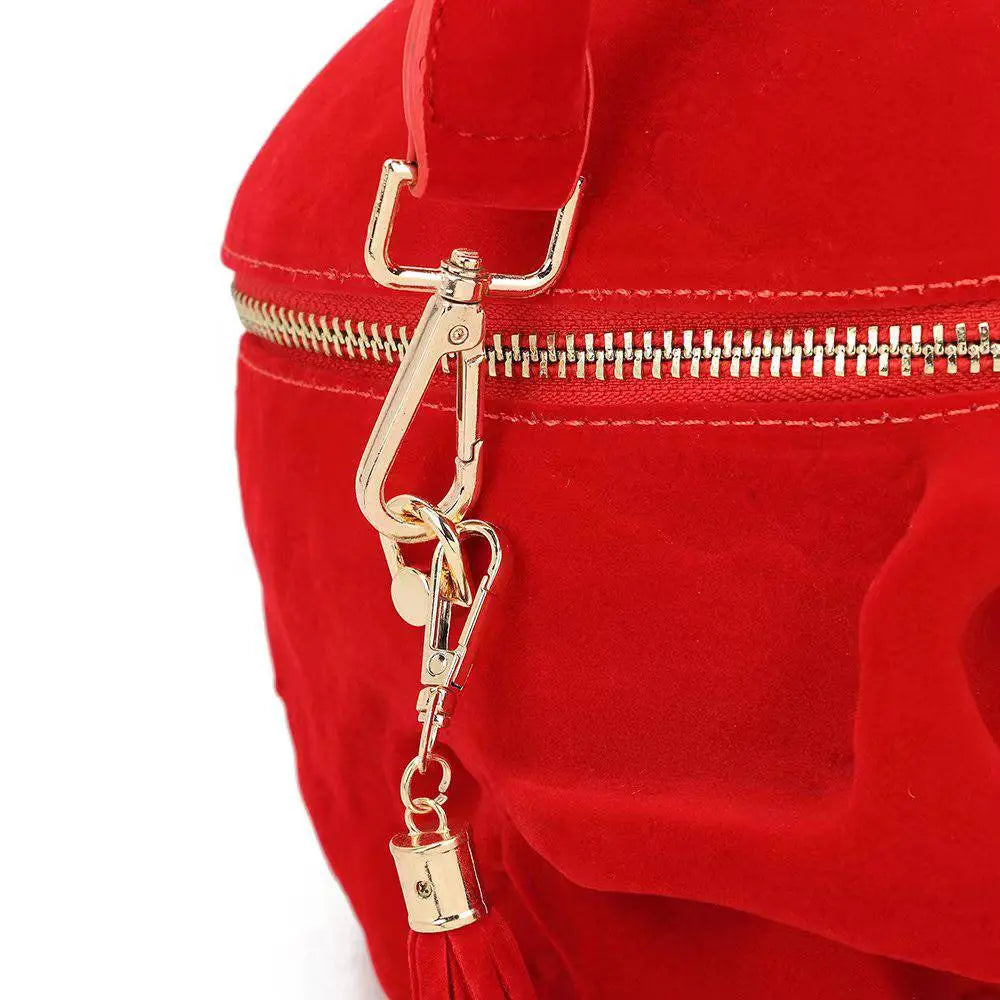 Unisex 3D Bags Red Suede Skull Cross Body Shoulder Bag Mini Handle Handbags-3