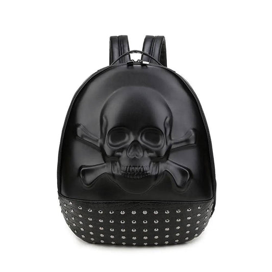 Unisex 3D Cool Smile Skull Studded Backpack-0