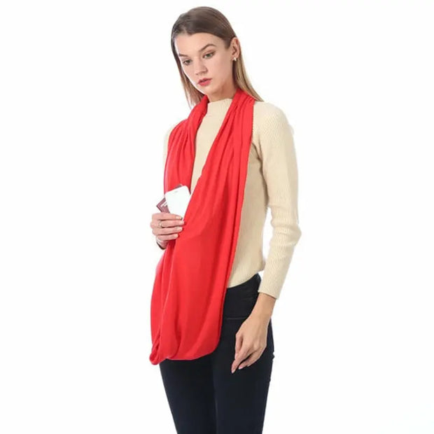 Unisex Loop Scarves for Women Girls Lightweight Convertible Infinity Scarf Wrap with Hidden Zipper Pocket Stretchy Travel Scarf - Memoriex