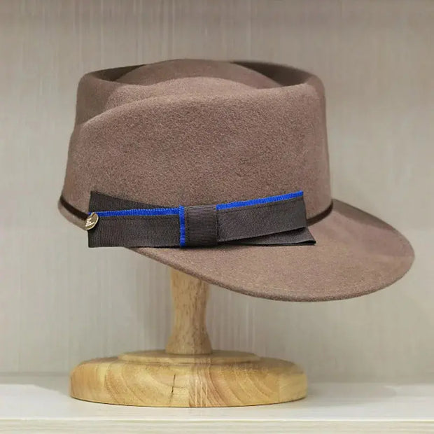 Unisex Warm Wool Winter Hats Elegant Bowknot Women Cadet Cap Adjustable Ladies Military Style Newsboy Cap Cabbie Trucker Hat - Memoriex 