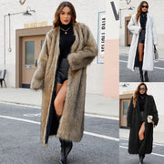 V-neck long faux fur coat - Memoriex 