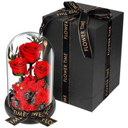 Valentine's Day Gift Practical Immortal Flowers Dried Roses Glass Cover Gift Box Creative Ornaments Immortal Flowers - Memoriex 