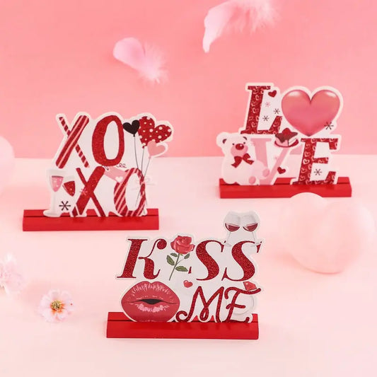 Valentine's Day Love Valentine's Day desktop wooden crafts DIY cute ornaments - Memoriex 