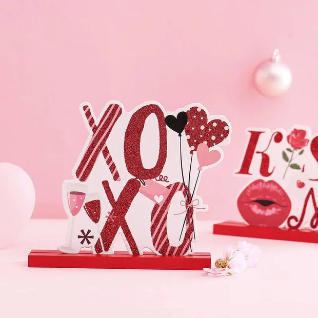 Valentine's Day Love Valentine's Day desktop wooden crafts DIY cute ornaments - Memoriex 