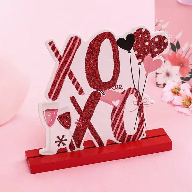 Valentine's Day Love Valentine's Day desktop wooden crafts DIY cute ornaments - Memoriex 