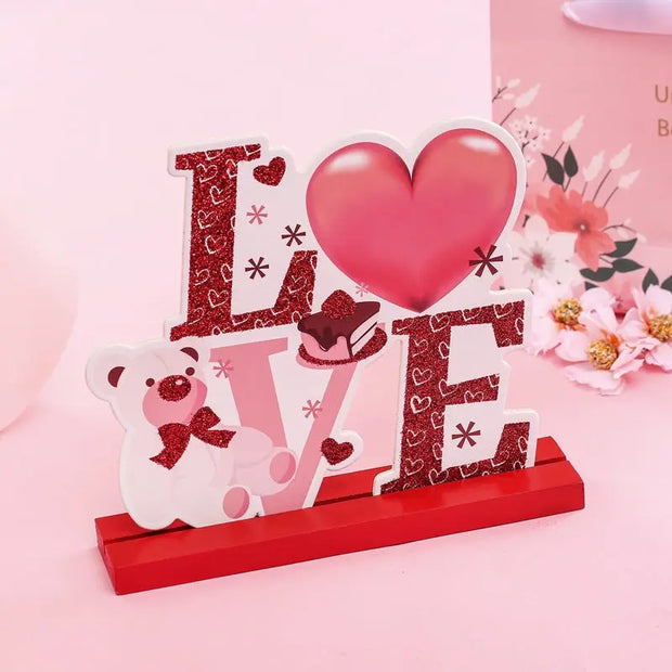 Valentine's Day Love Valentine's Day desktop wooden crafts DIY cute ornaments - Memoriex 