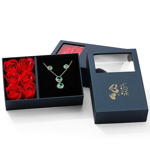Valentine's Day Qixi Day Rose Gift Box Window opening Six flower Jewelry Box Mother's Day Immortal Flower Festival Gift Box - Memoriex 