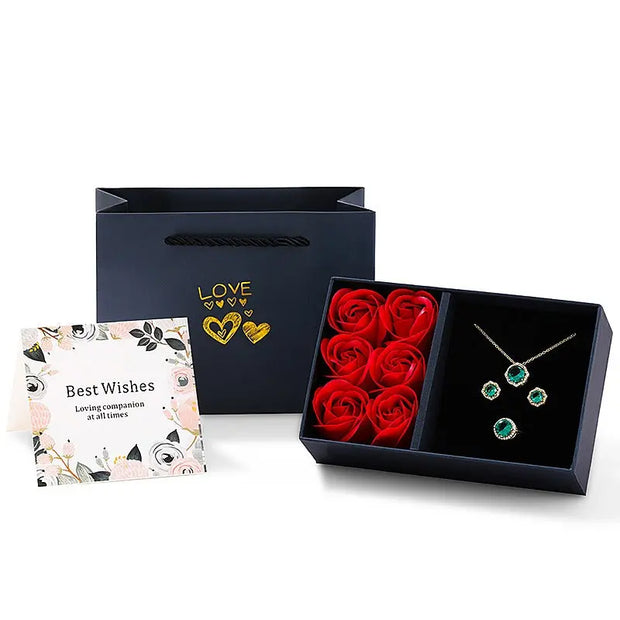Valentine's Day Qixi Day Rose Gift Box Window opening Six flower Jewelry Box Mother's Day Immortal Flower Festival Gift Box - Memoriex 