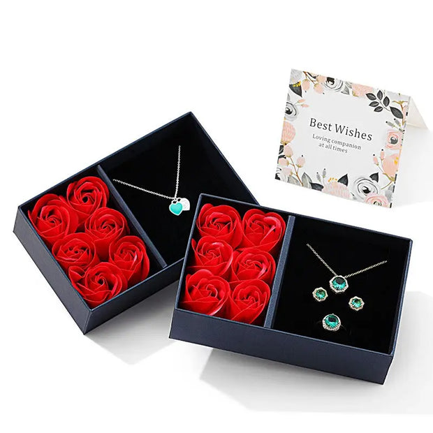 Valentine's Day Qixi Day Rose Gift Box Window opening Six flower Jewelry Box Mother's Day Immortal Flower Festival Gift Box - Memoriex 