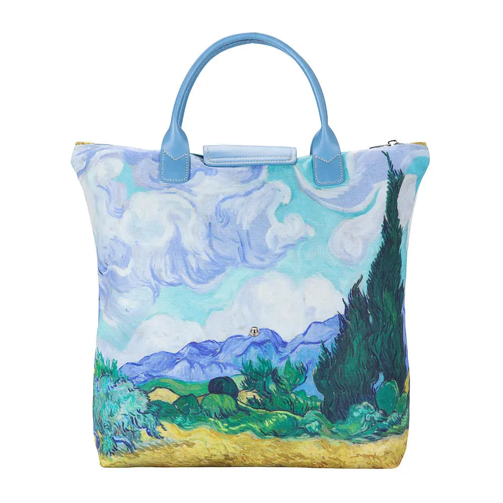 Van Gogh Wheatfield with Cypresses - Art Foldaway Bag - Memoriex 