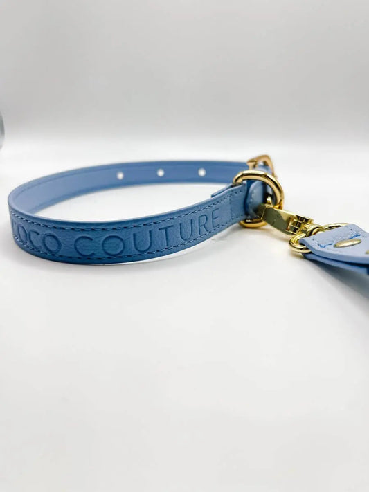 Vegan Lightweight Leather Dog Collar (Blue) – by Coco Couture - Memoriex