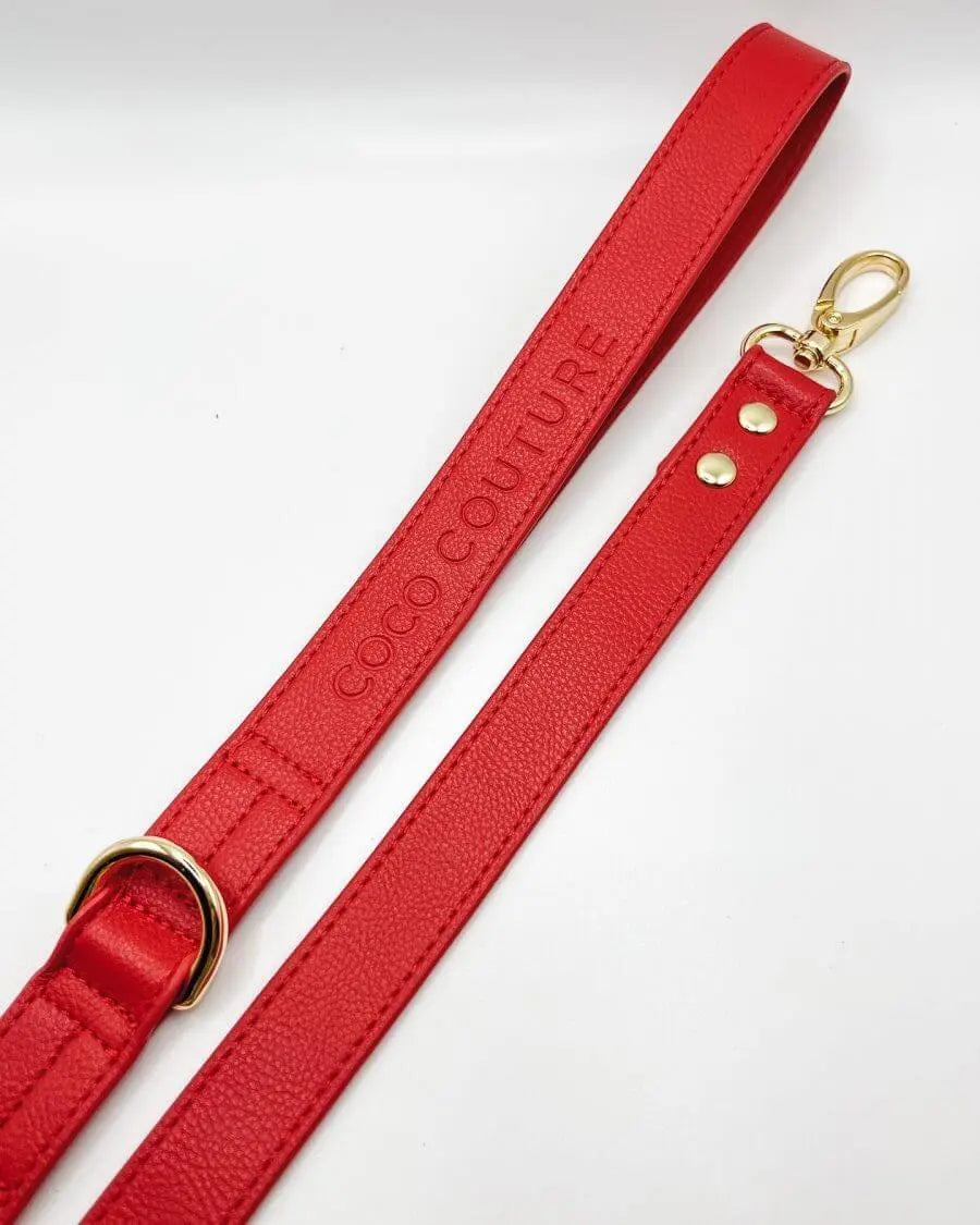 Vegan Lightweight Leather Dog Lead (Red) – by Coco Couture - Memoriex