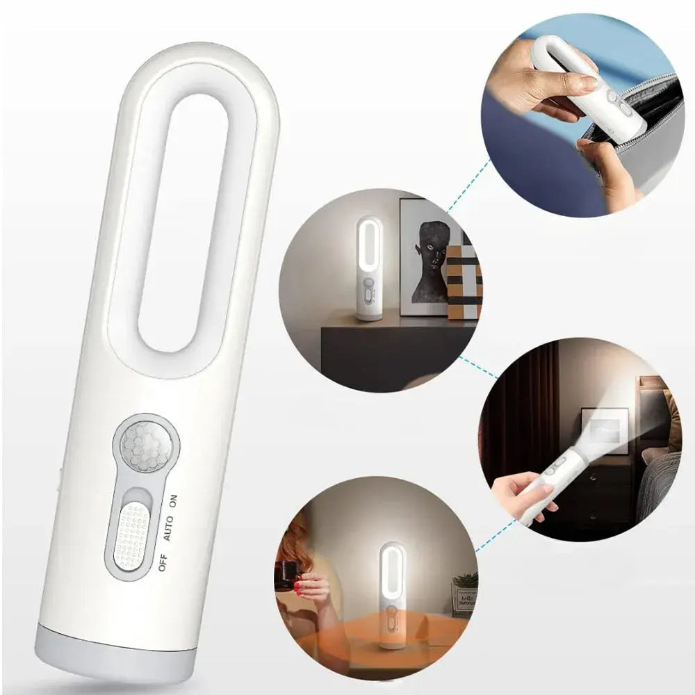 Vibe Geeks 2-In-1 Portable Led Motion Sensor Night Light Indoor Flashlight - Rechargeable - Memoriex 