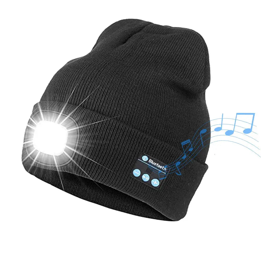 Vibe Geeks Bluetooth Music Knitted Hat with LED Lamp Cap- USB Charging - Memoriex 