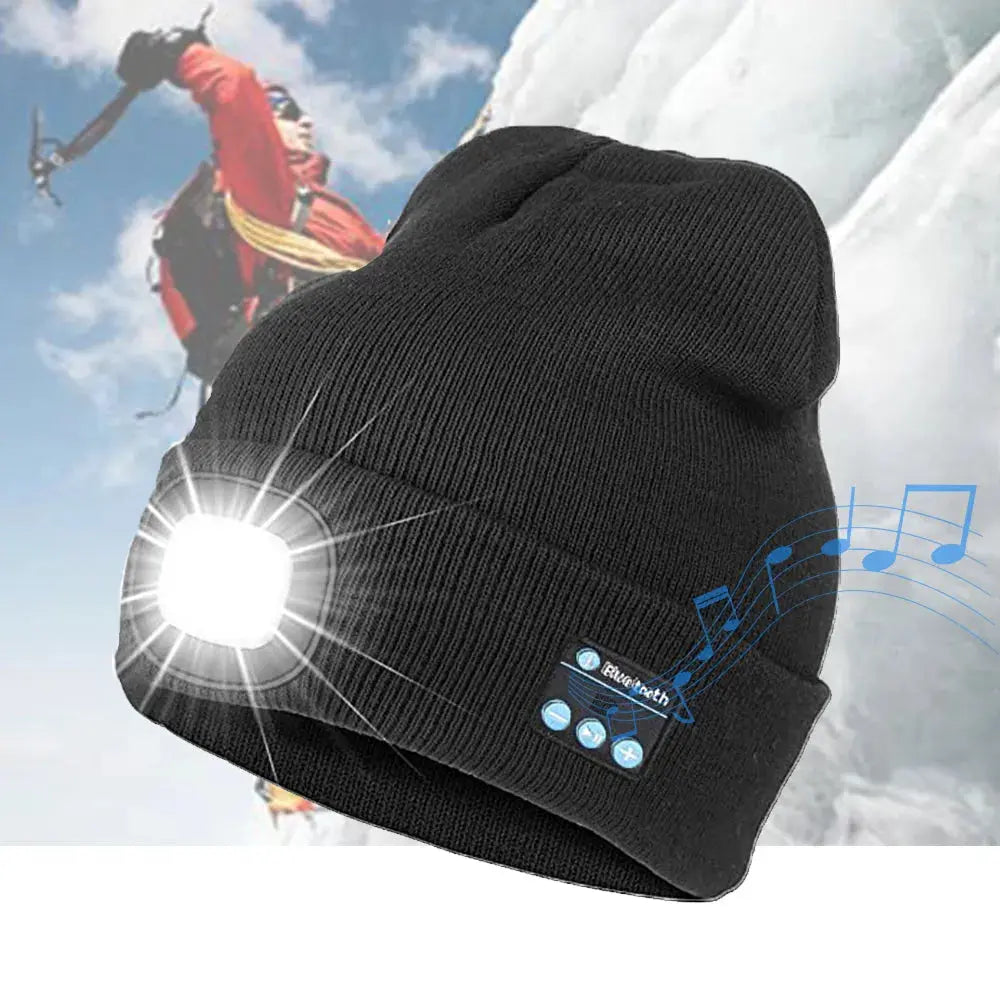 Vibe Geeks Bluetooth Music Knitted Hat with LED Lamp Cap- USB Charging - Memoriex 