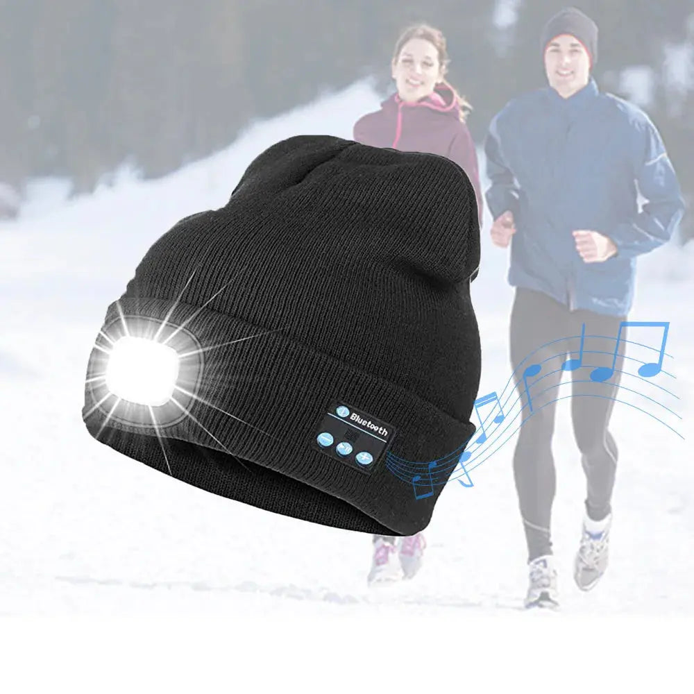 Vibe Geeks Bluetooth Music Knitted Hat with LED Lamp Cap- USB Charging - Memoriex 