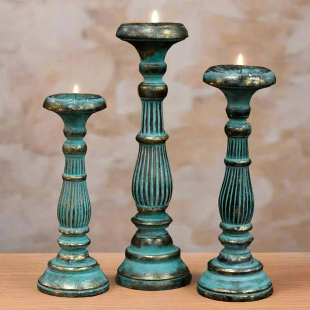 Vintage Candle Stands Turquoise - Memoriex 