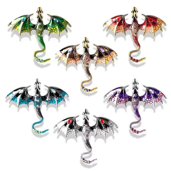 Vintage Dripping Oil Cartoon Flying Dragon Styled brooch for men and women, versatile and personalized suit, coat accessories, pin accessories - Memoriex 